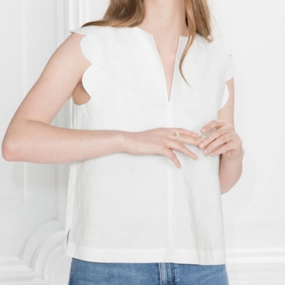 & Other Stories Scalloped Detail White Shell Style top size 2